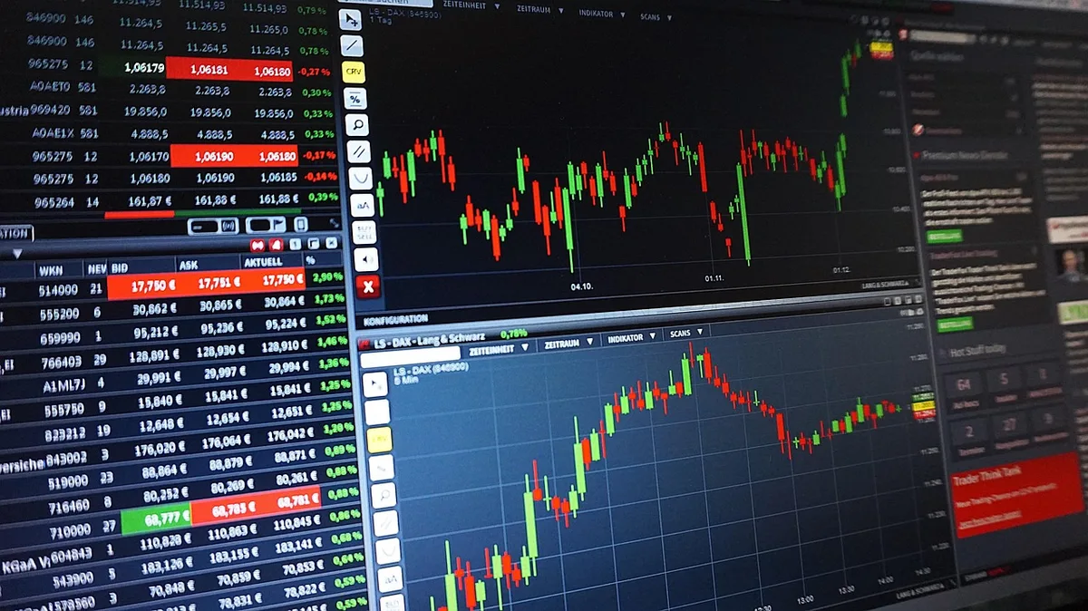 Écran d'ordinateur montrant une plateforme de trading avec graphiques